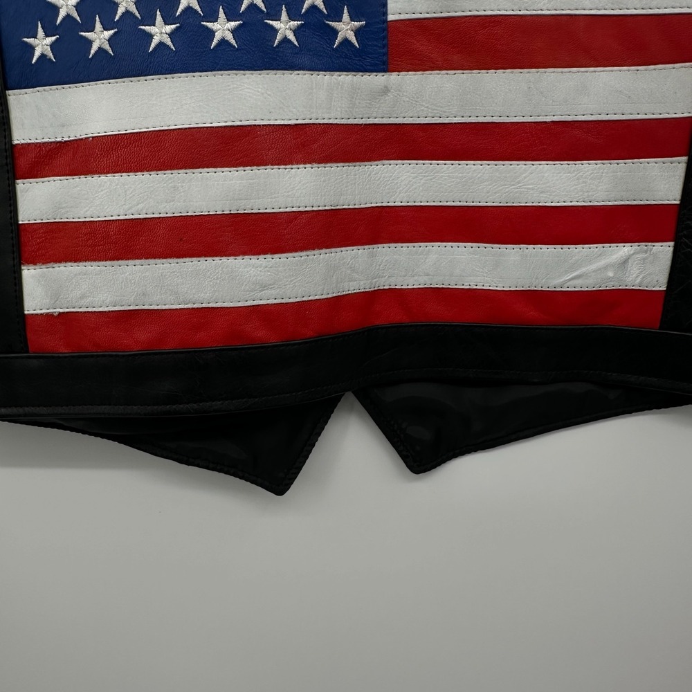Interstate‎ Leather American Flag Vest Mens Size Large Biker Rebelcore Patriotic - Picture 9 of 15